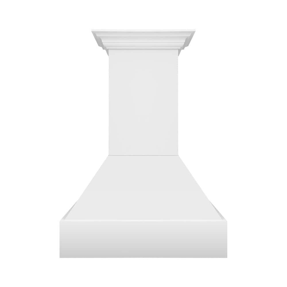 36 In. Wooden Wall Mount Range Hood In Rustic Bright White Finish