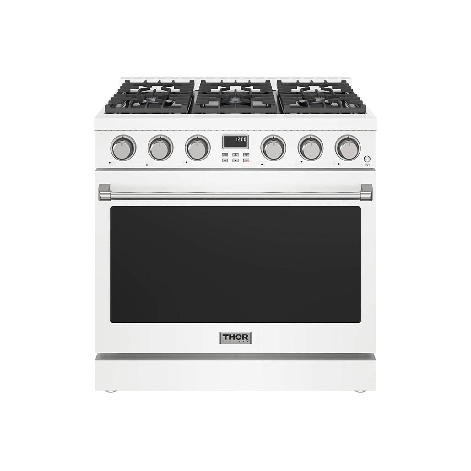 36 Inch Gas Range In White Contemporary Professional