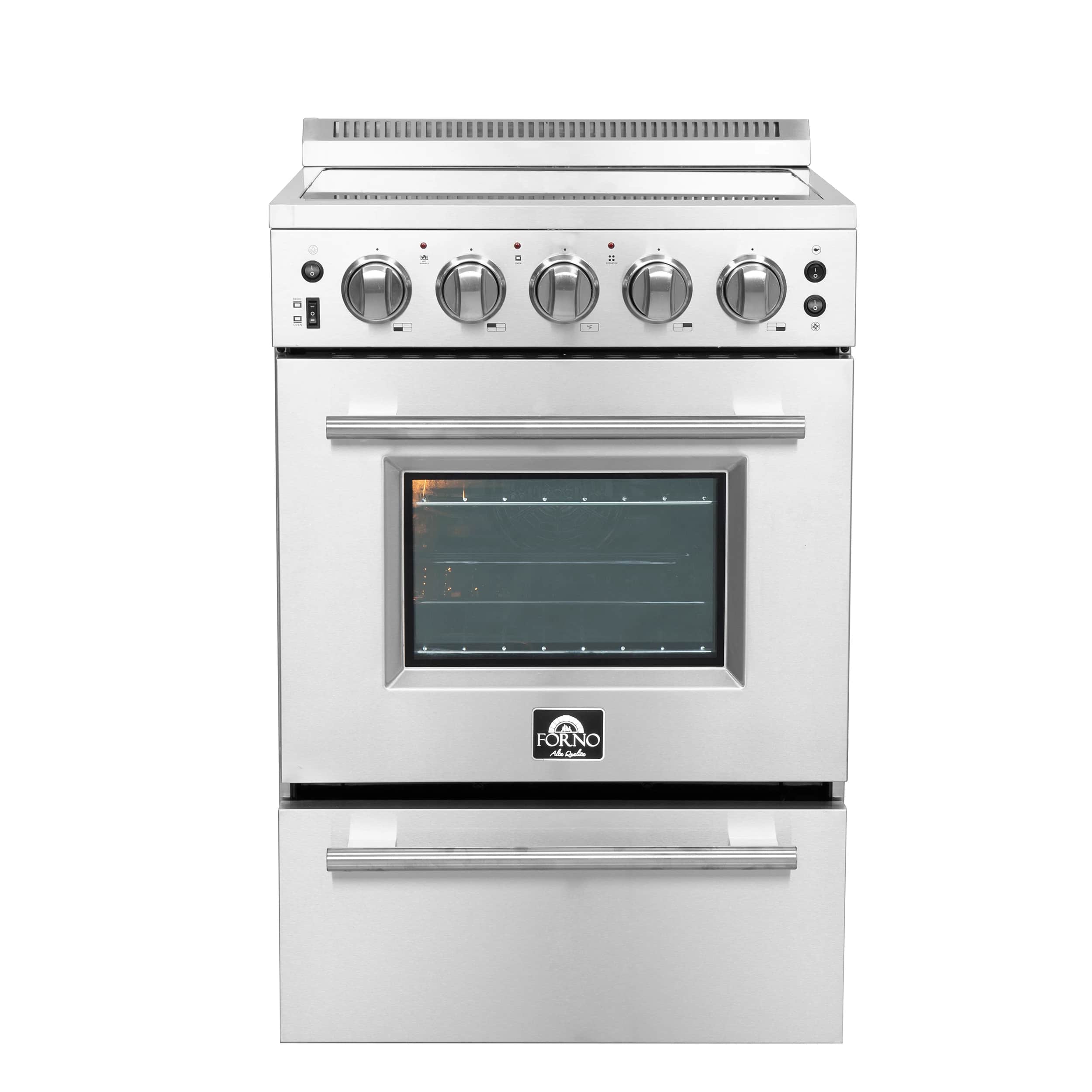 Loiano 24 Inch Freestanding Electric Range Stainless Steel with Storage Drawer
