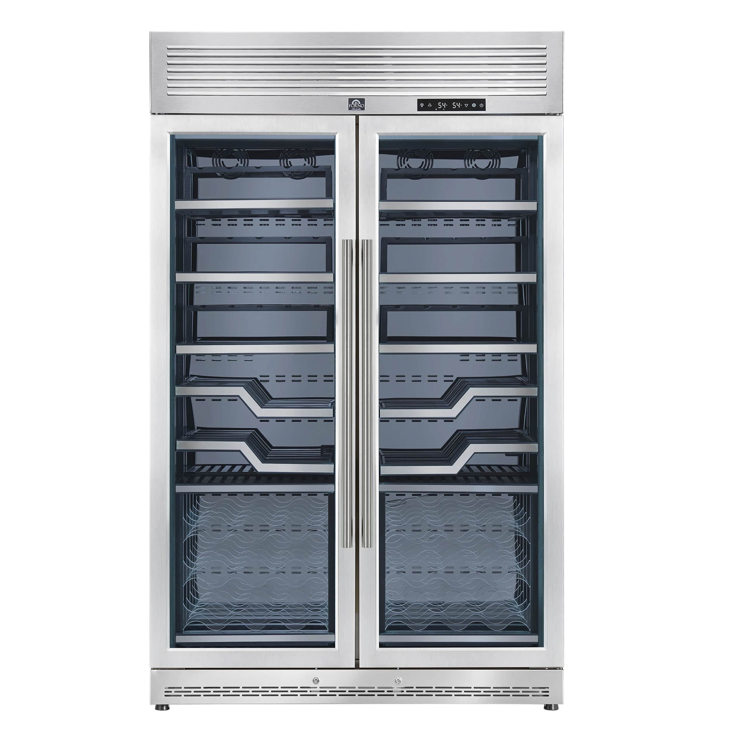 Abruzzo 48-Inch Dual Zone Wine Cellar, 102 Bottles, 24 cu. ft., Clear Acrylic Holders & Stainless Trim Shelves