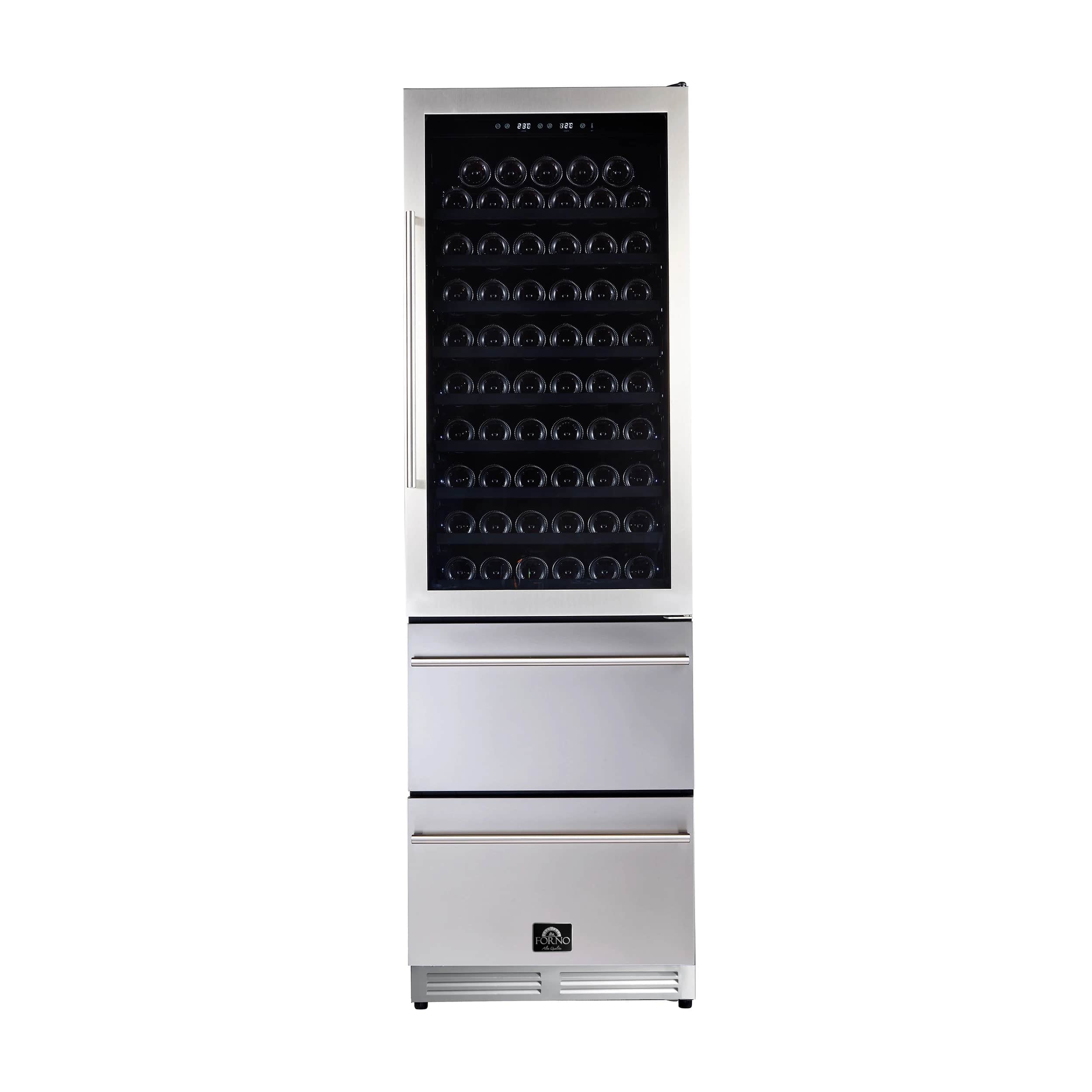 Azienda 24-Inch Dual Temperature Zone Wine Cooler, Up to 108 Bottles, Two Refrigerated Drawers, Adjustable Temperature Zones, Energy Efficient