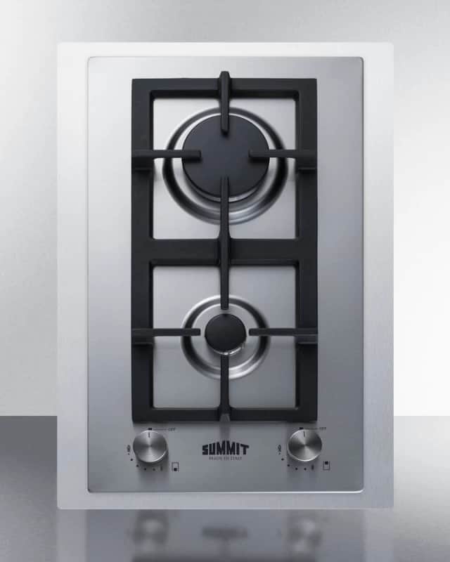 15" Wide 2-Burner Propane Gas Cooktop In Stainless Steel