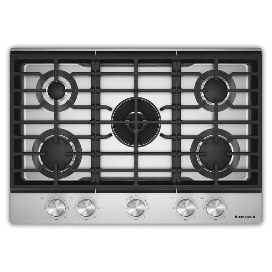 30 in. Gas Cooktop with 5 Burners and Integrated Wok Grate