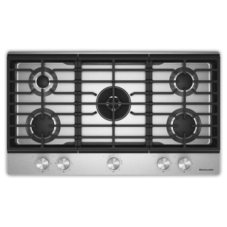 36 in. Gas Cooktop with 5 Burners and Integrated Wok Grate