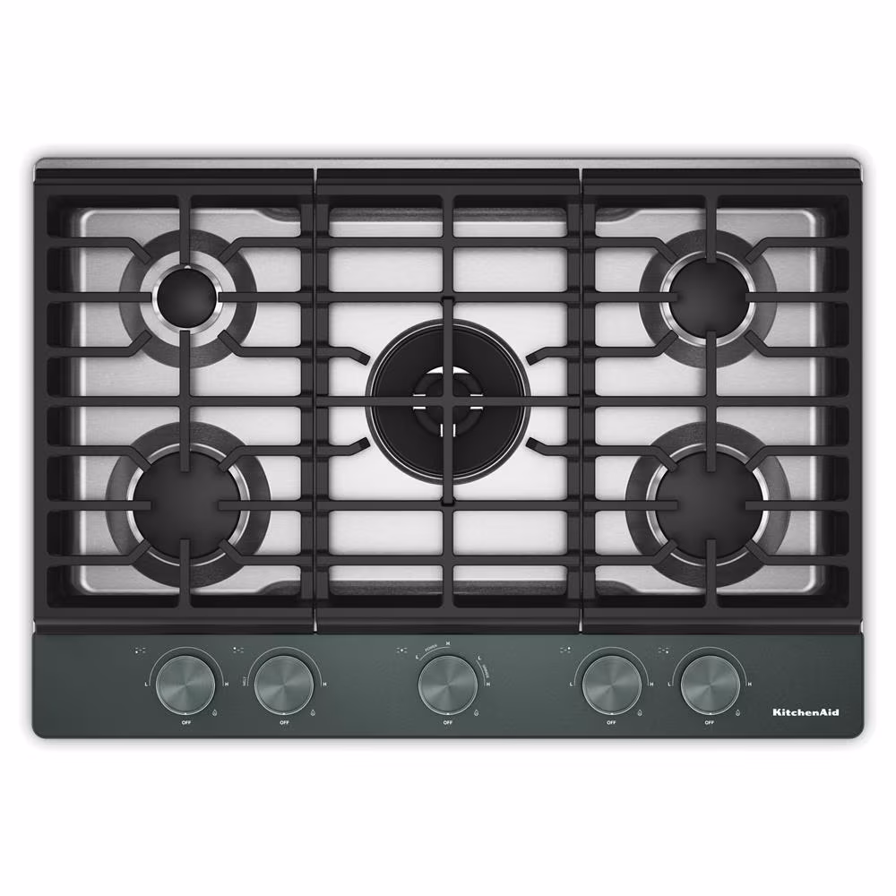 30 in. Gas Cooktop with 5 Burners and Integrated Wok Grate