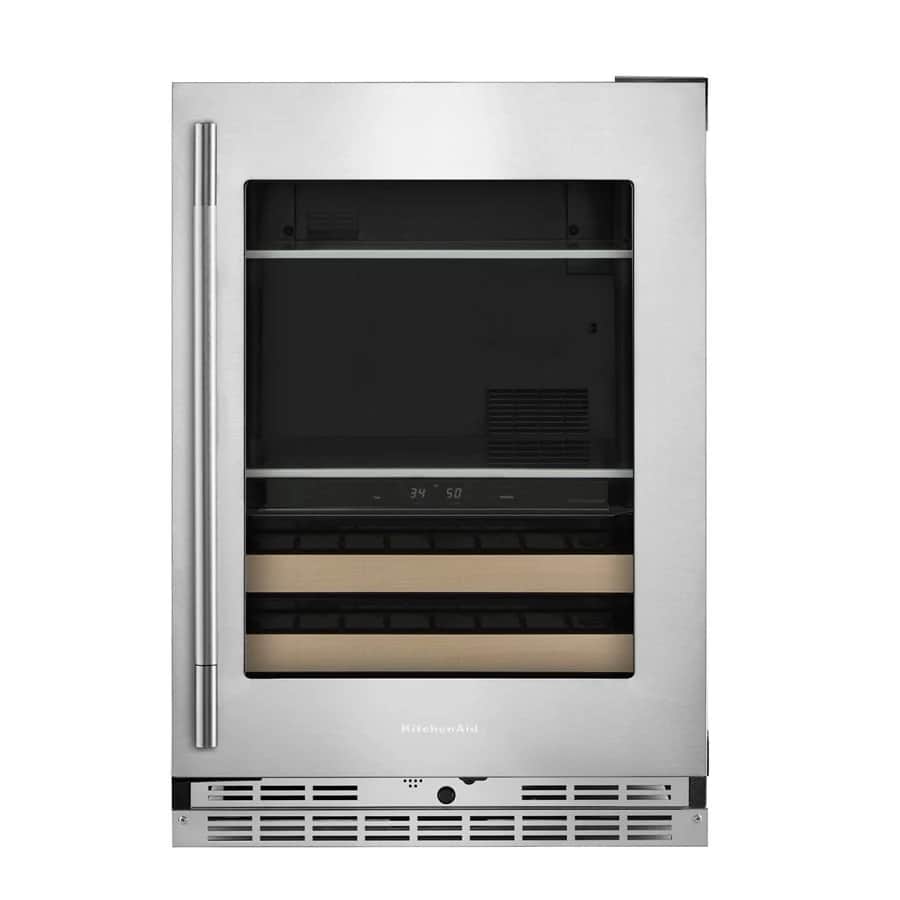 24" Beverage Center With Glass Door And Wood-front Racks
