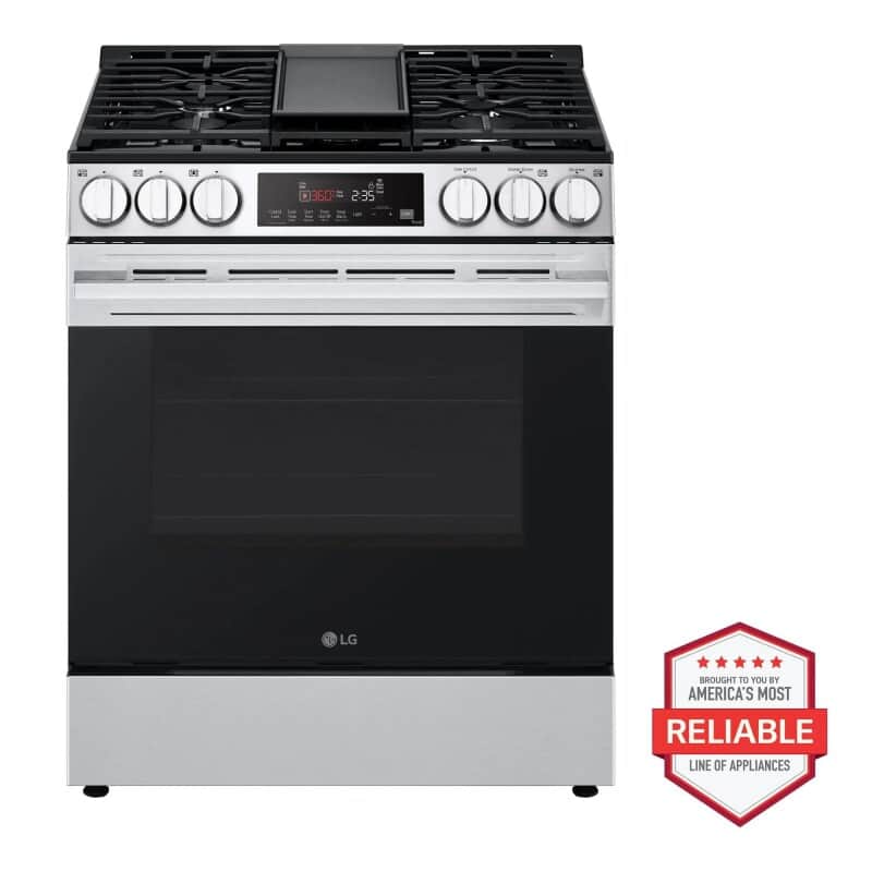 5.8 Cu.ft. Smart Gas Single Oven Slide-in Range, Air Fry, Fan Convection, Easyclean®, Self Clean, Thinq®, Printproof® Stainless Steel - New Handle