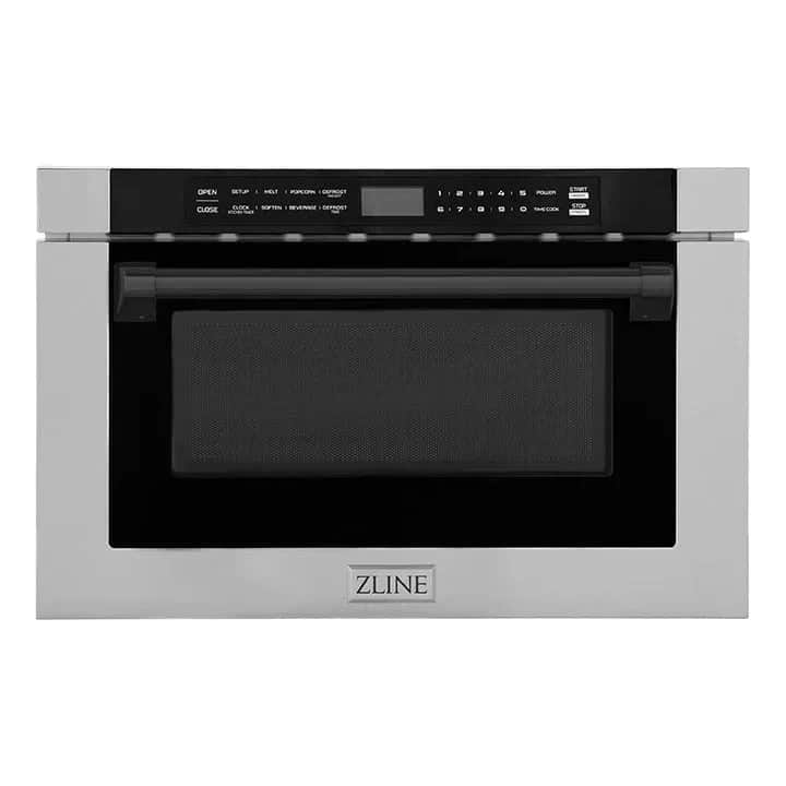 Autograph Edition 24 In. 1.2 Cu. Ft. Built-in Microwave Drawer With A Traditional Handle In Stainless Steel And Matte Black Accents