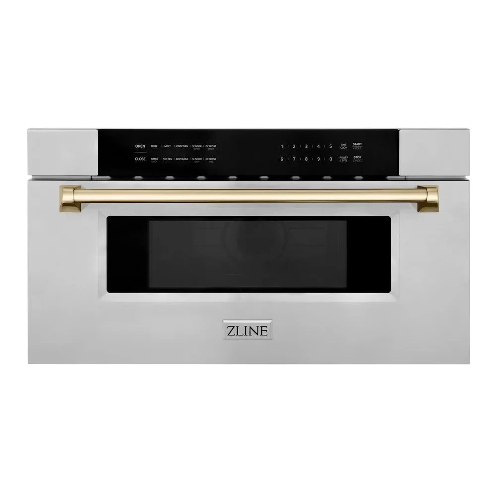 Autograph Edition 30 In. 1.2 Cu. Ft. Built-in Microwave Drawer In Stainless Steel With Polished Gold Accents