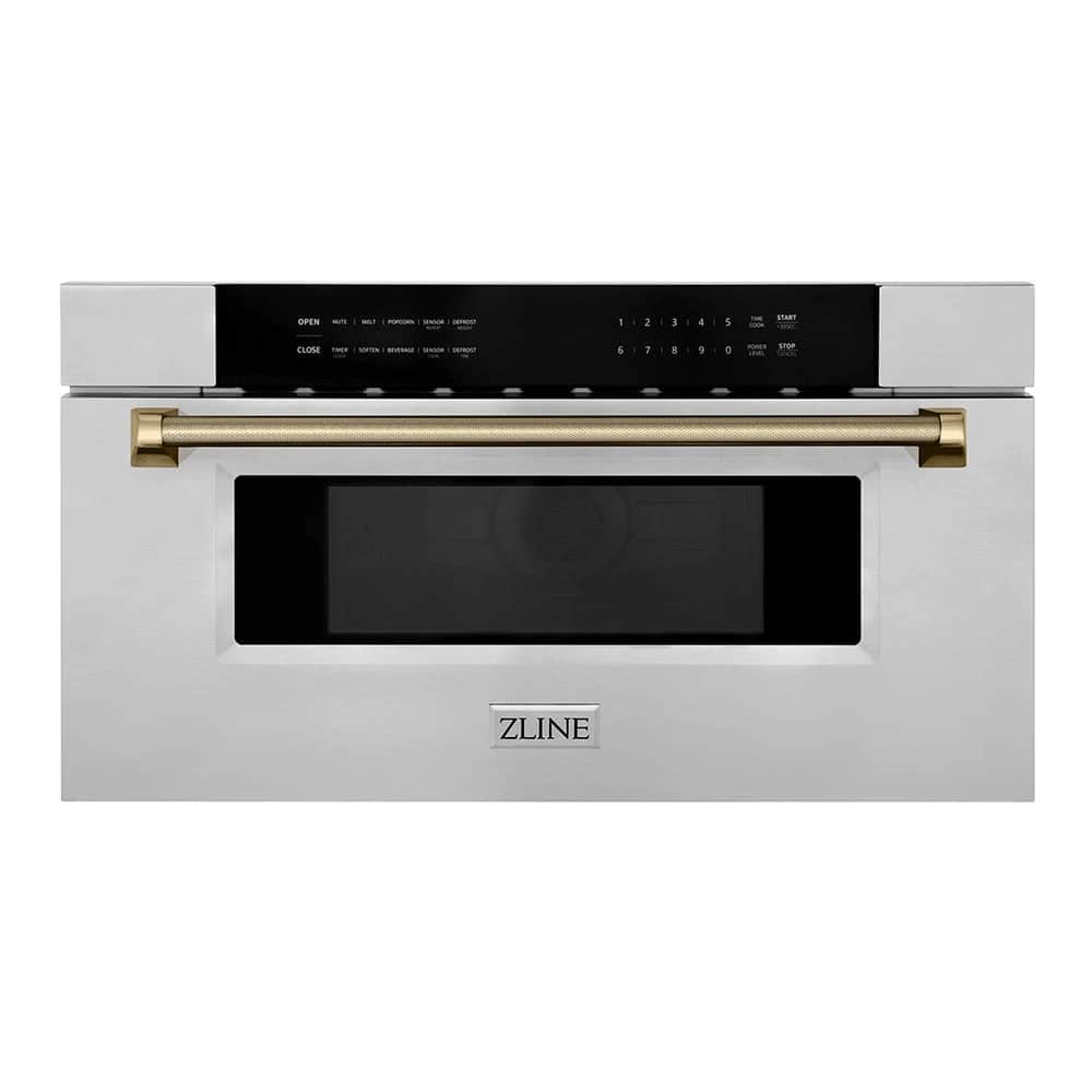 Autograph Edition 30 In. 1.2 Cu. Ft. Built-in Microwave Drawer In Stainless Steel And Champagne Bronze Helix Handle