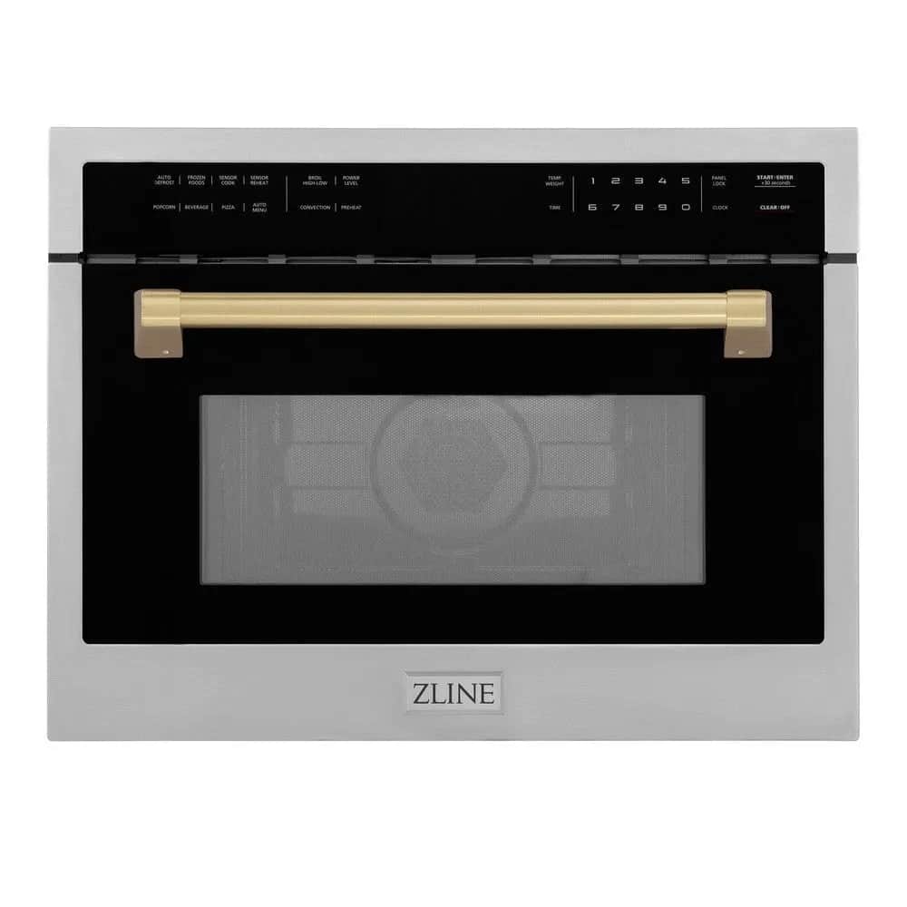 Autograph Edition 24 In. 1.6 Cu Ft. Built-in Convection Microwave Oven In Stainless Steel With Champagne Bronze Accents
