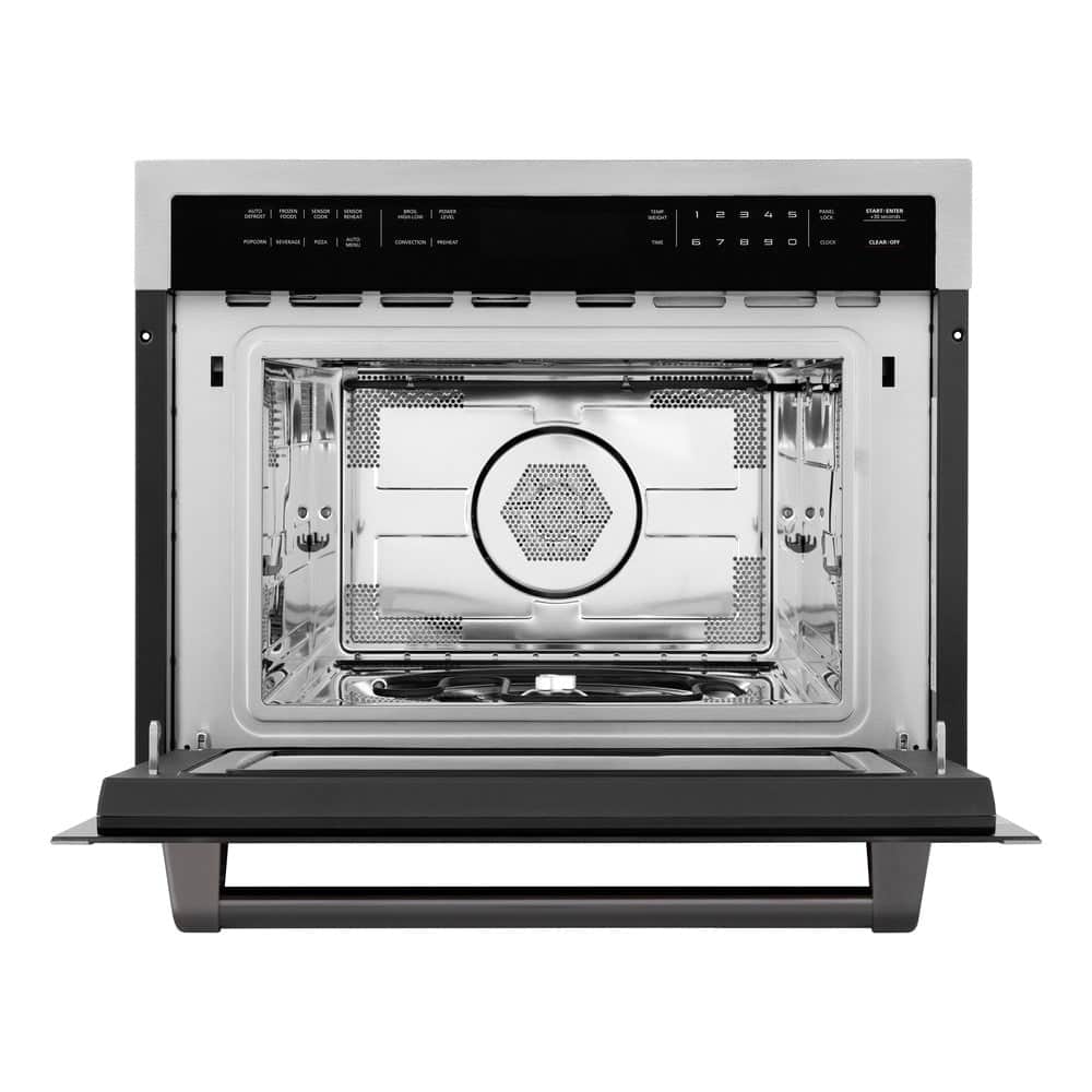 Autograph Edition 24 In. 1.6 Cu Ft. Built-in Convection Microwave Oven In Stainless Steel With Matte Black Accents