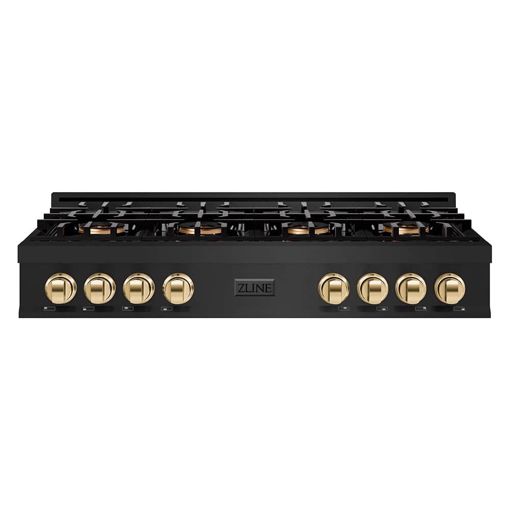 Autograph Edition 48 In. Classic Gas Rangetop With 8 Burner Duopro™ Cooktop In Black Stainless Steel And Polished Gold Accents