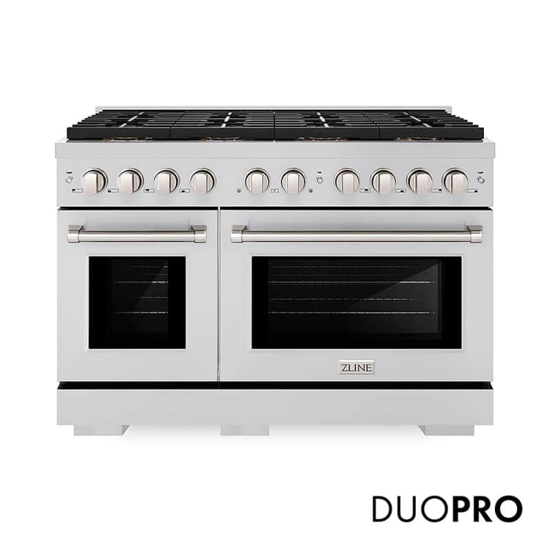 48 In. 6.7 Cu. Ft. Paramount Dual Fuel Range With 8 Burner Duopro™ Cooktop And Dual Ovens In Stainless Steel