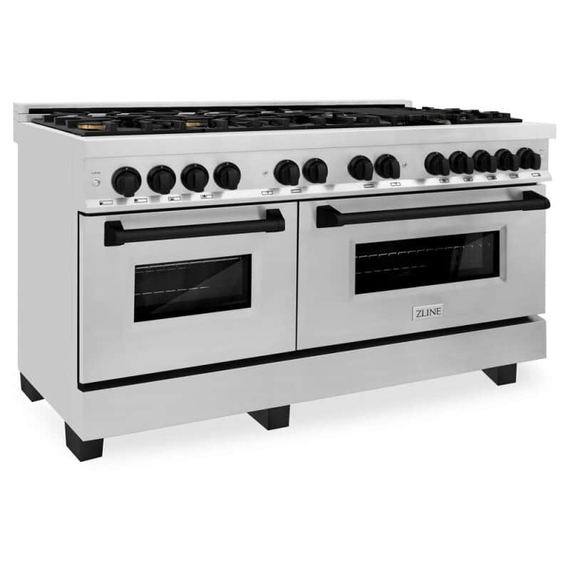 Autograph Edition 60 In. 7.4 Cu. Ft. Legacy Dual Fuel Range With 9 Burner Gas Cooktop And 2 Electric Convection Ovens In Stainless Steel And Matte Black Accents
