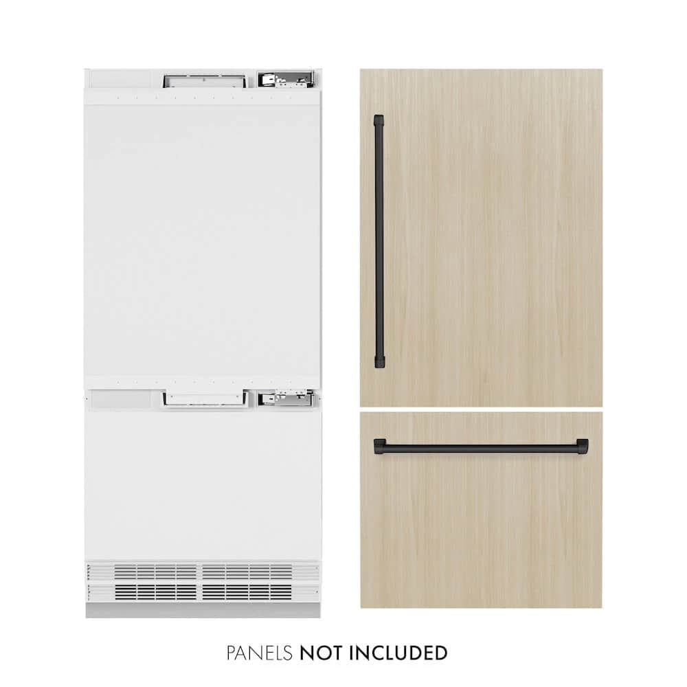 Autograph Edition 36 In. 19.8 Cu. Ft. Panel Ready Built-in Bottom Freezer Refrigerator With Water Dispenser And Ice Maker With Matte Black Accents