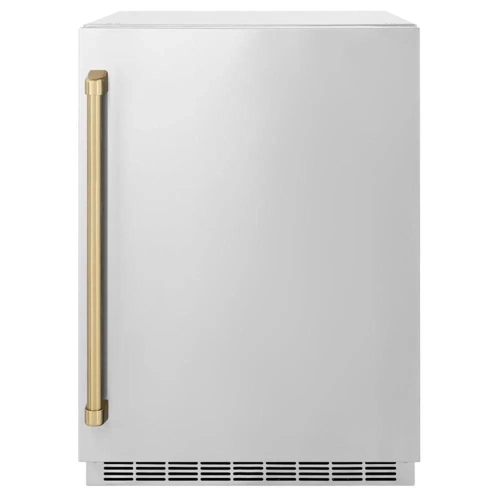 Autograph Edition 24 In. Touchstone 151 Can Beverage Fridge With Solid Stainless Steel Door And Champagne Bronze Handle