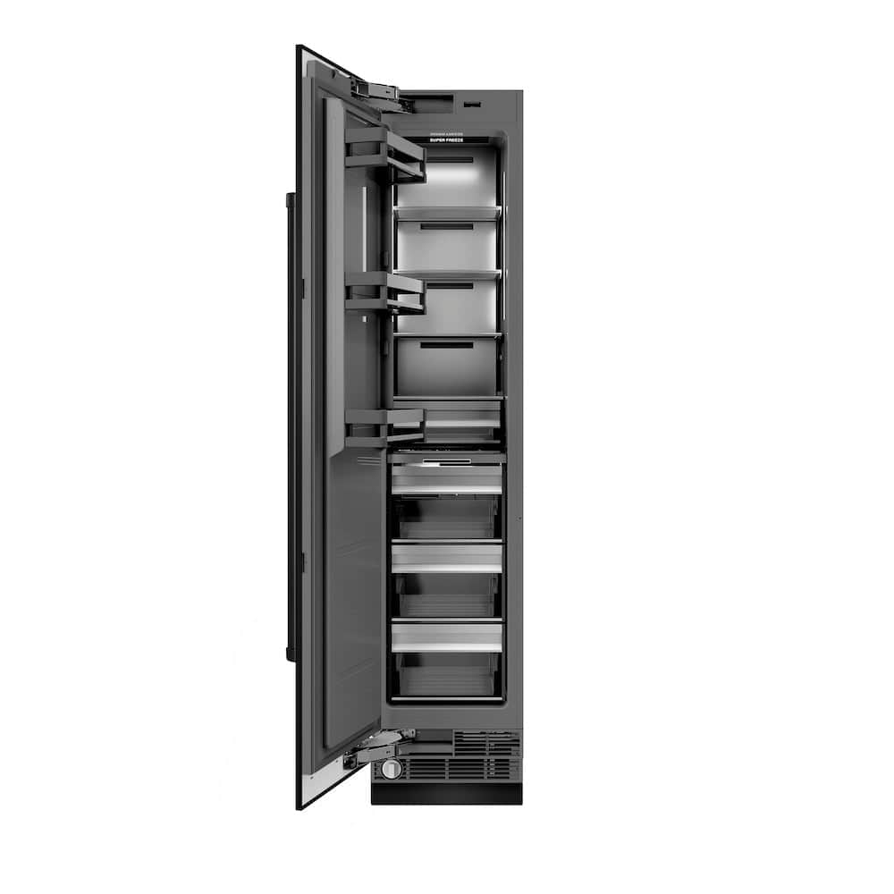 18 In. 8.6 Cu. Ft. Left Hinge Column Freezer In Black Stainless Steel With Graphite Gray Interior