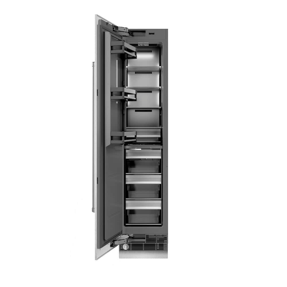 18 In. 8.6 Cu. Ft. Left Hinge Column Freezer In Satin Stainless Steel With Graphite Gray Interior
