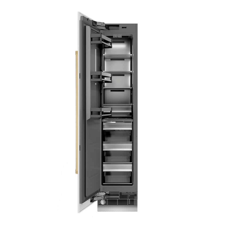 Autograph Edition 18 In. 8.6 Cu. Ft. Left Hinge Column Freezer In White Matte With Graphite Gray Interior And Polished Gold Accents
