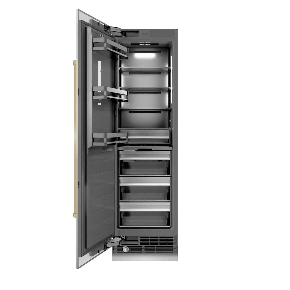 Autograph Edition 24 In. 12.4 Cu. Ft. Column Freezer In Stainless Steel With Graphite Gray Interior And Champagne Bronze Accents