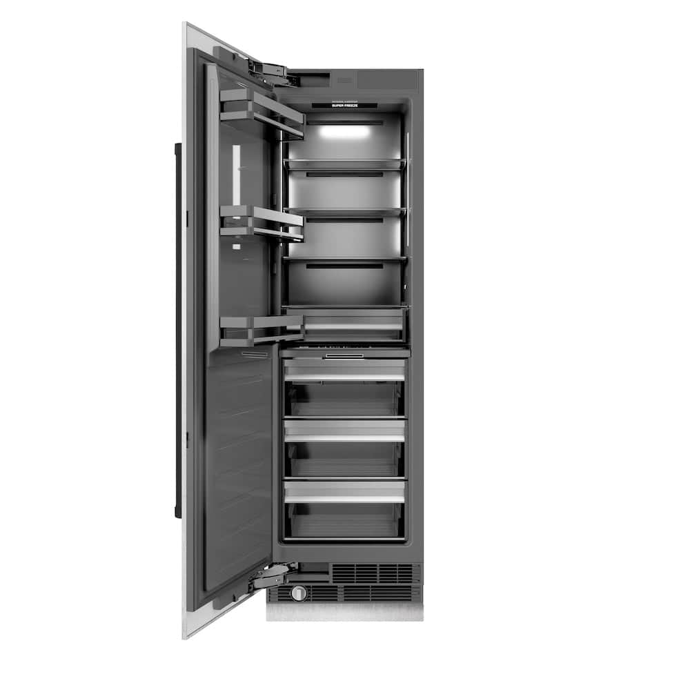 Autograph Edition 24 In. 12.4 Cu. Ft. Column Freezer In Satin Stainless Steel With Graphite Gray Interior And Matte Black Accents