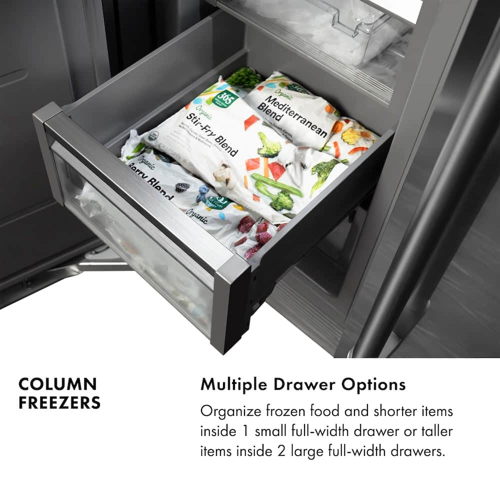 Autograph Edition 24 In. 12.4 Cu. Ft. Column Freezer In White Matte With Graphite Gray Interior And Matte Black Accents
