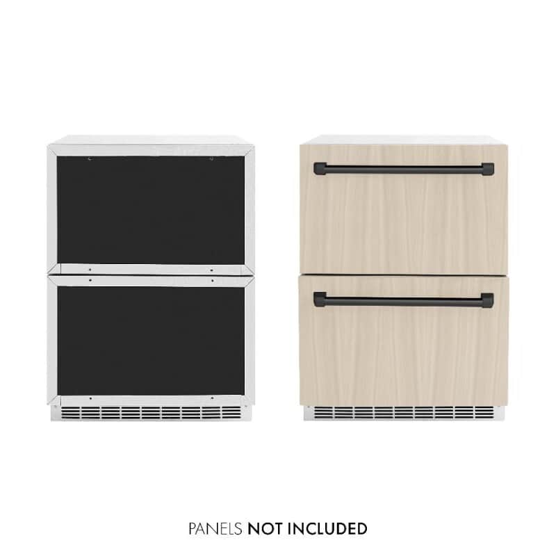 Autograph Edition 24 In. Touchstone 168 Can Outdoor-rated Dual Refrigerator Drawer With Panel-ready Doors And Matte Black Handles