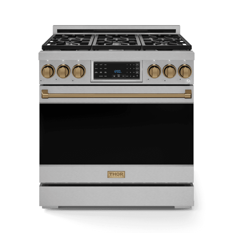 36 Inch Professional Gas Range With Tilt Panel Touch Control In Stainless Steel/bronze Gordon Ramsay Series