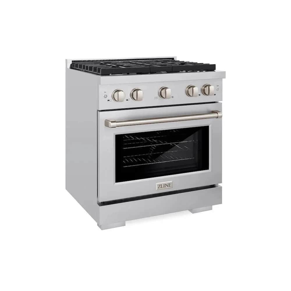 30 In. 4.2 Cu. Ft. Paramount Gas Range With Convection Gas Oven In Stainless Steel With 4 Brass Burners
