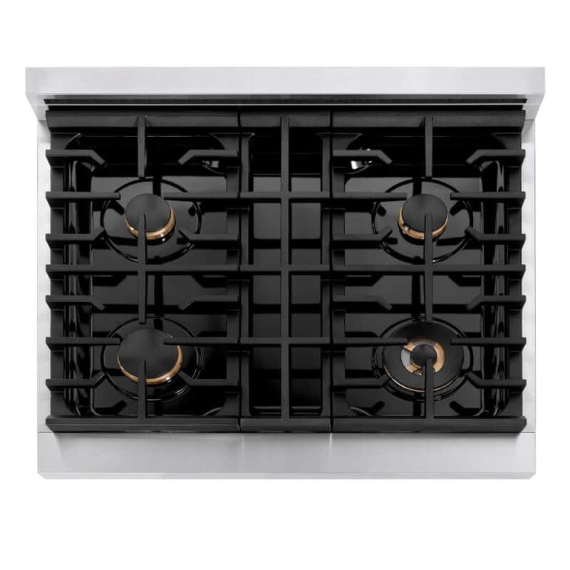 Autograph Edition 30 In. Paramount Gas Rangetop With 4 Burners And Porcelain Cooktop In Stainless Steel With Polished Gold Accents