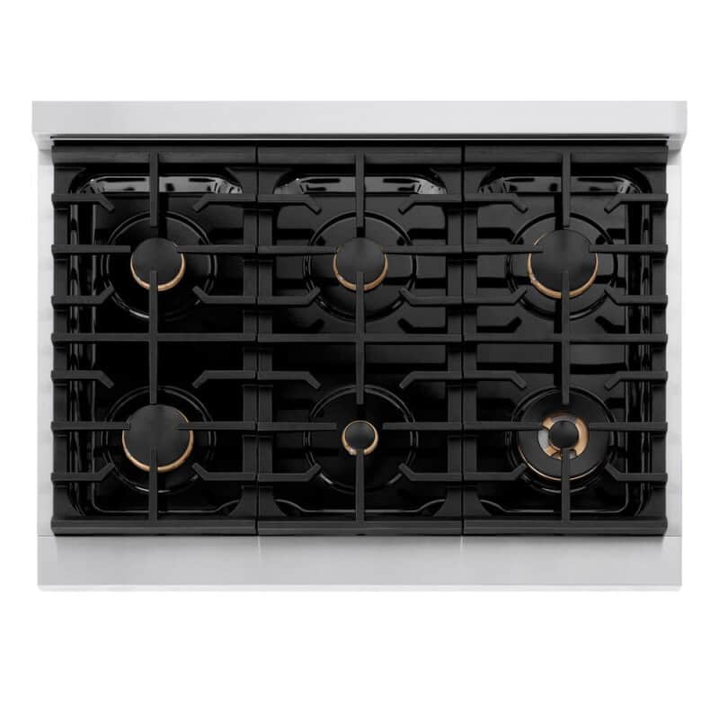 Autograph Edition 36 In. Paramount Gas Rangetop With 6 Burners And Porcelain Cooktop In Stainless Steel With Polished Gold Accents