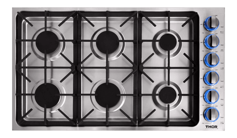 36 Inch Professional Drop-in Gas Cooktop In Stainless Steel Thor Kitchen