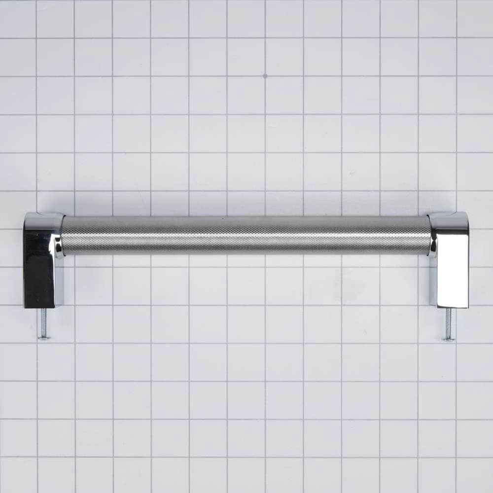 Panel-Ready Compactor Handle Kit - Stainless Steel with Textured Straight Bar and Red Medallion Ends for KitchenAid Model KTTS505EPA (Includes Hardware)