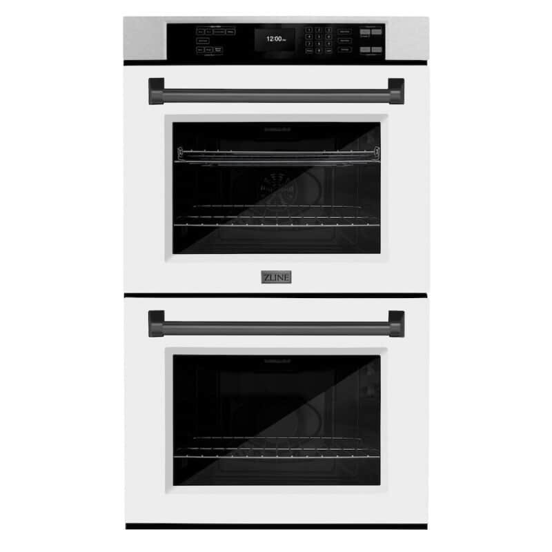 Autograph Edition 30 In. Professional True Convection Double Wall Oven With Air Fry And Self Clean In Satin Stainless Steel With White Matte Doors And Matte Black Handles