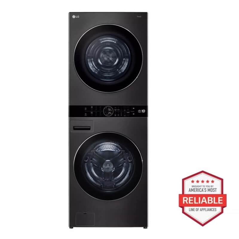 Single Unit LG WashTower™ with Center Control™ 5.0 cu. ft. Front Load Washer and 7.8 cu. ft. Electric Ventless Heat Pump Dryer