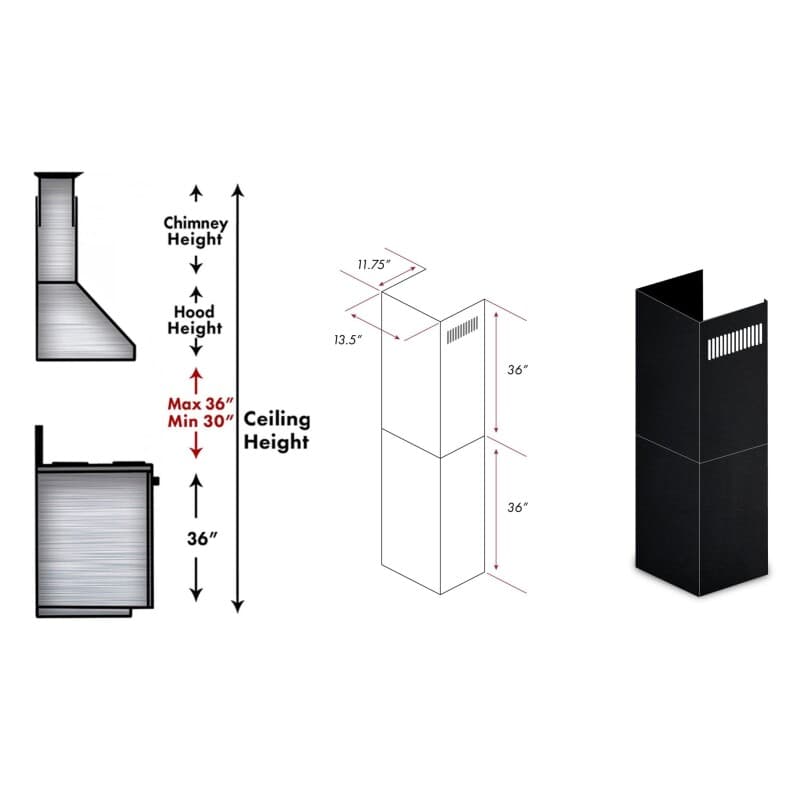 2-36" Chimney Extensions for 10 ft. to 12 ft. Ceilings