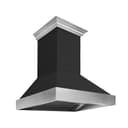 30 In. Wooden Wall Mount Range Hood In Rustic Shiplap Black Finish With Stainless Steel Accents view 4