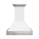 30 In. Wooden Wall Mount Range Hood In Rustic Shiplap Bright White Finish With Stainless Steel Accents view 1