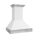 36 In. Wooden Wall Mount Range Hood In Rustic Shiplap Bright White Finish With Stainless Steel Accents view 3