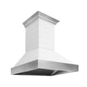 36 In. Wooden Wall Mount Range Hood In Rustic Shiplap Bright White Finish With Stainless Steel Accents view 4
