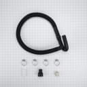 4' Black flexible washer drain hose extension kit with rubber U-nozzle, reducer couplings & clamps - 1 pack view 2