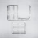 24" L x 15 3/4" D Split Oven Rack, Stainless Steel, half-shelf design, with 11 1/4" L x 14" D removable rack section view 3