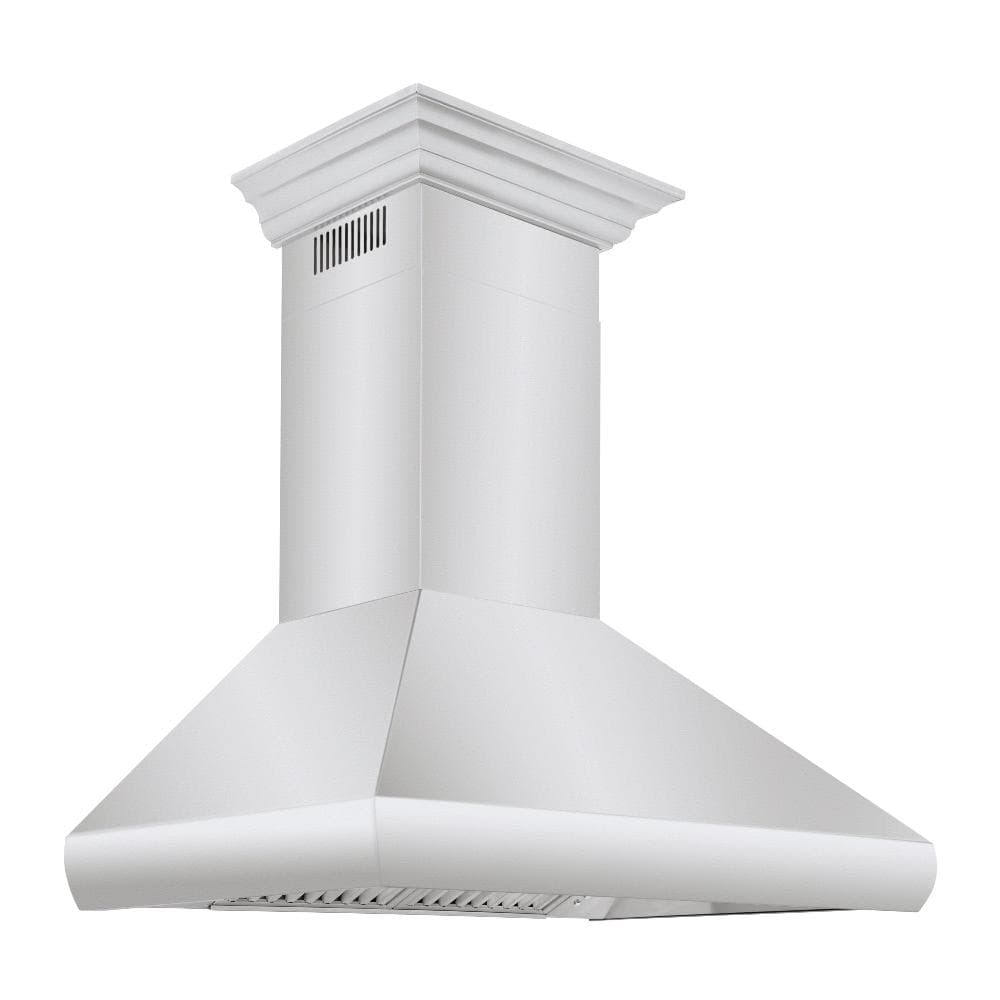 Professional Convertible Vent Wall Mount Range Hood with Crown Molding (587CRN) - 30 Inch