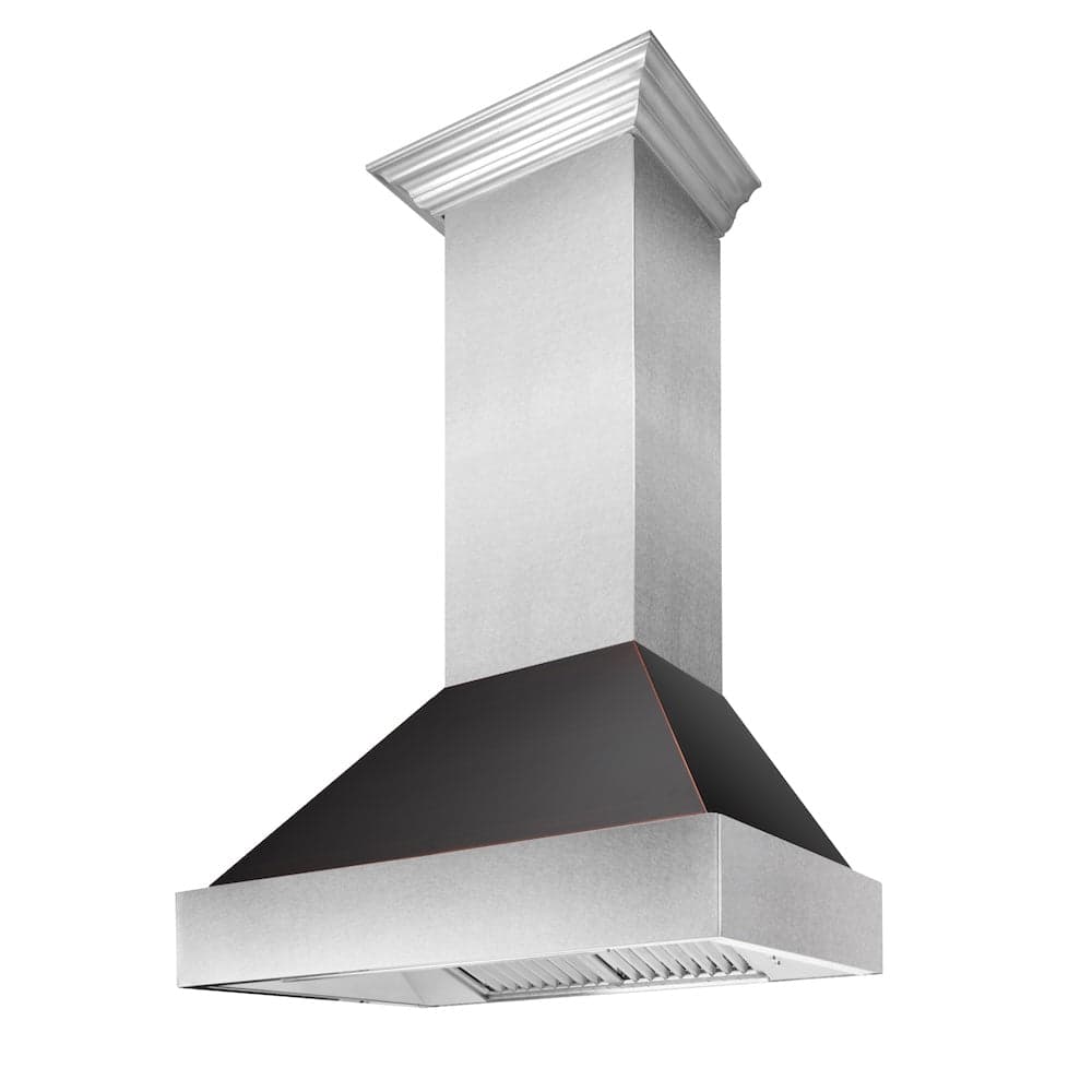 30"Ducted Fingerprint Resistant Stainless Steel Range Hood with Oil Rubbed Bronze Shell