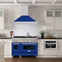 48"Fingerprint Resistant Stainless Steel Range Hood with Blue Gloss Shell view 2