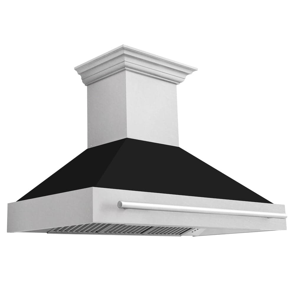 48"Fingerprint Resistant Stainless Steel Range Hood with Black Matte Shell