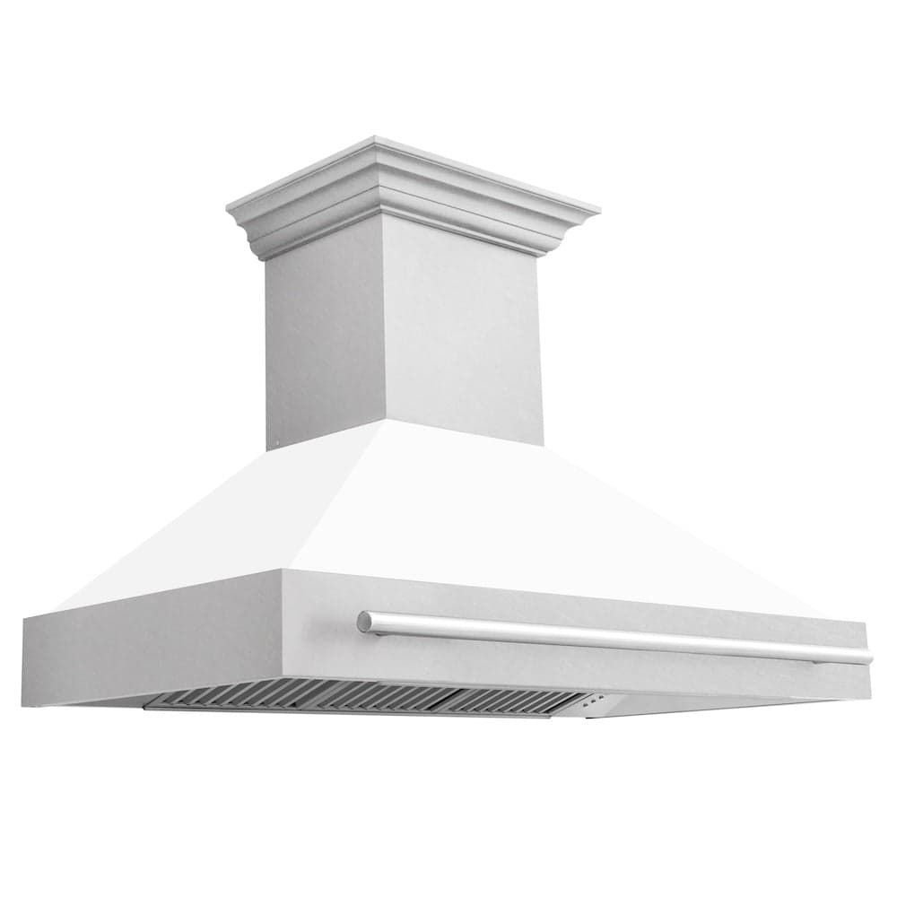 48"Fingerprint Resistant Stainless Steel Range Hood with White Matte Shell