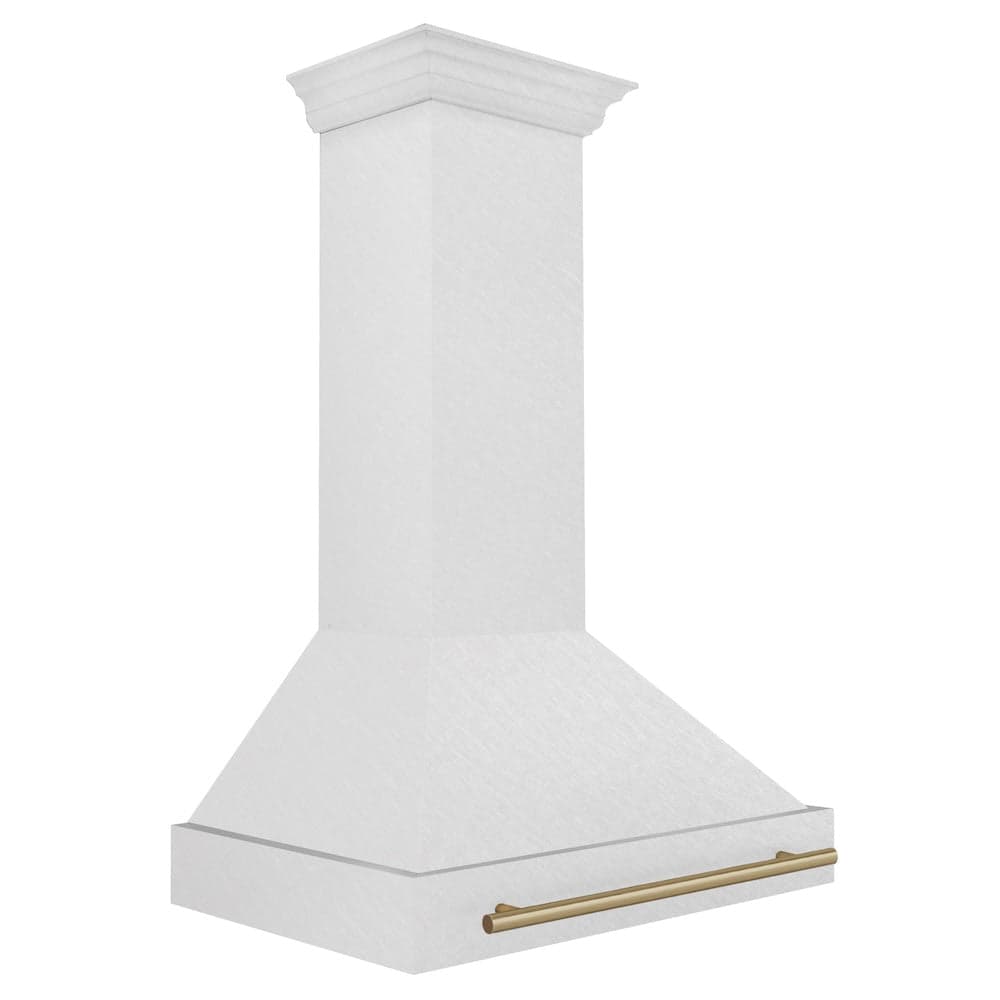 Autograph Edition 36 In. Satin Stainless Steel Wall Mount Range Hood With Champagne Bronze Handle