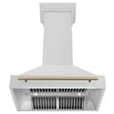 Autograph Edition 36 In. Satin Stainless Steel Wall Mount Range Hood With Champagne Bronze Handle view 3